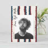 Faire-part Mod Blue Deep Red Photo Class of 2026 Graduation (Debout devant)