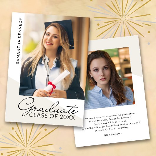 Faire-part Modern 2 Photo Graduation Class of 2026 