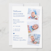 Faire-part Modern 3 Photo Collage mignonne Naissance de bébé (Devant)