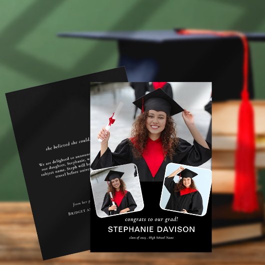 Faire-part Modern 3 Photo Félicats à Grad 2023 Noir