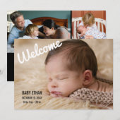 Faire-part Modern 4 Photo Collage Bienvenue Naissance de frèr (Devant / Derrière)