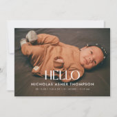 Faire-part Modern 4-Photo "Hello" New Baby Birth (Devant)