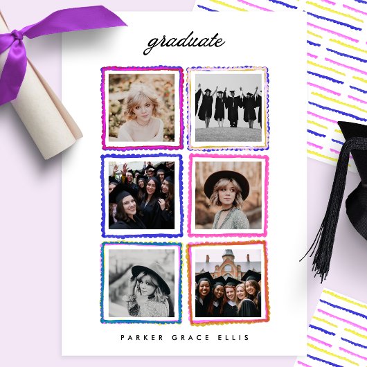 Faire-part Modern 6 Photo Collage Frames Graduate High School