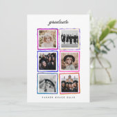 Faire-part Modern 6 Photo Collage Frames Graduate High School (Debout devant)