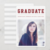 Faire-part Modern and Bold graduation announcement Maroon (Devant / Derrière)