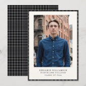 Faire-part Modern Black Plaid Class of 2026 Photo Graduation (Devant / Derrière)