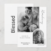 Faire-part Modern Black & White Photo Inset  Birth  (Devant / Derrière)