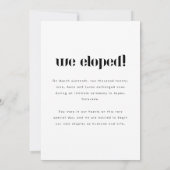 Faire-part Modern Black & White Photo Wedding Elopement (Dos)