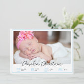 Faire-part Modern Blue Newborn Baby Photo Collage Birth  (Debout devant)