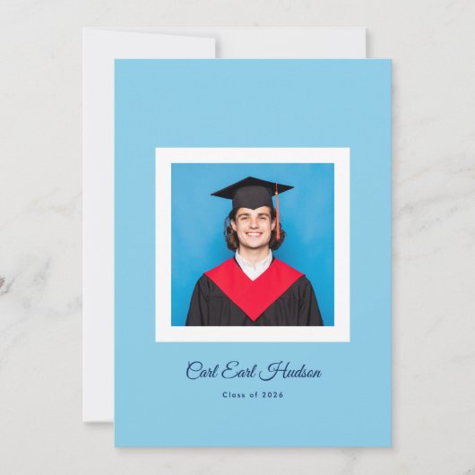 Faire-part Modern Blues & White High School Photo Grad (Devant)