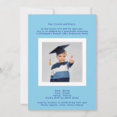 Faire-part Modern Blues & White High School Photo Grad (Dos)