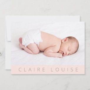 Faire-part Modern Blush Pink Photo Collage Bébé Fille Naissan