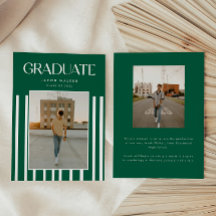 Modern Bold 2-Photo Green Striped Graduation