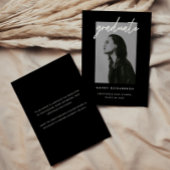 Faire-part Modern Bold Black Script Photo Graduation