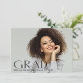 Faire-part Modern Bold Chic Transparent Texte foncé Grad Phot (Debout devant)