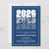 Faire-part Modern Bold Navy Blue Class of 2026 Graduation (Devant)