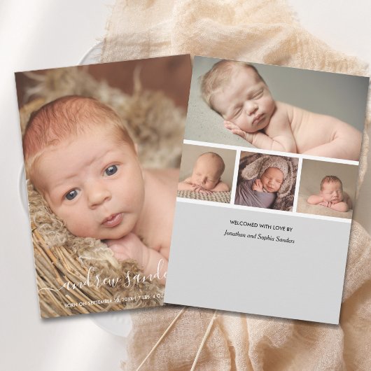 Faire-part Modern Calligraphy Birth of a Baby Boy