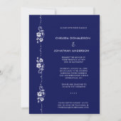 Faire-part Modern Chic Minimal White Floral Navy Blue Wedding (Devant)