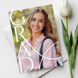 Faire-part Modern Chic Typography Graduation Photo