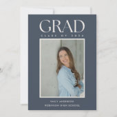 Faire-part Modern Classic Blue Graduation Photo Announcement (Devant)
