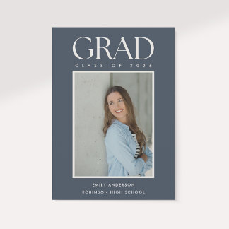 Faire-part Modern Classic Blue Graduation Photo Announcement