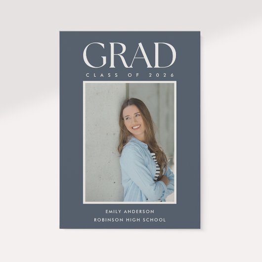 Faire-part Modern Classic Blue Graduation Photo Announcement