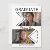 Faire-part Modern Double Chevron Photo Graduation 2026 (Devant)