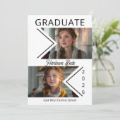 Faire-part Modern Double Chevron Photo Graduation 2026 (Debout devant)