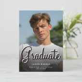 Faire-part Modern Double Sided Photo Graduation Announcement (Debout devant)