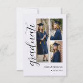 Faire-part Modern Editorial Script 3-Photo Graduation (Devant)