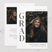 Faire-part Modern Elegant 3 Photo Collage Graduation (Devant / Derrière)