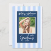 Faire-part Modern Elegant Blue White Photo Graduation (Devant)