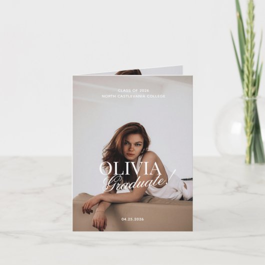 Faire-part Modern Elegant Photo Typography Script Grad Folded (Devant)