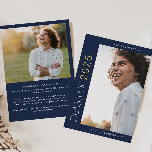 Faire-part Modern Fete Marine Gold 2025 Diplôme photo