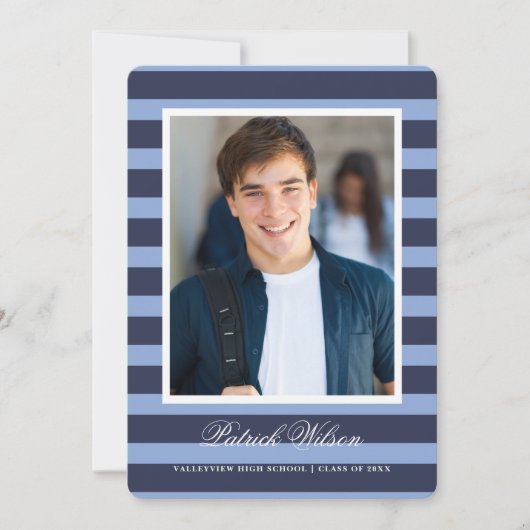 Faire-part Modern Grad graduation announcement card_Navy (Devant)