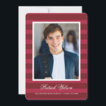 Faire-part Modern Grad graduation announcement card_red<br><div class="desc">A modern graduation card featuring single photo and stripes.</div>