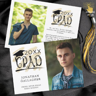 Faire-part Modern Graduation Brush Typography Grad 2 Photos