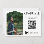 Faire-part Modern Graduation Photo QR Code Minimal Arch Video (Devant)