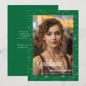 Faire-part Modern Green Math Photo College Graduation  (Devant / Derrière)
