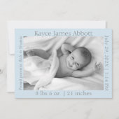 Faire-part Modern Grey sur Blue Photo Naissance (Devant)
