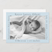 Faire-part Modern Grey sur Blue Photo Naissance (Devant / Derrière)