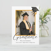Faire-part Modern Handwritten Script 2 Photo Graduation (Debout devant)