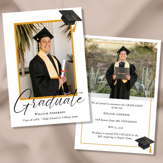 Faire-part Modern Handwritten Script 2 Photo Graduation