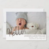 Faire-part Modern Hello Script 4 Photos Naissance (Devant)