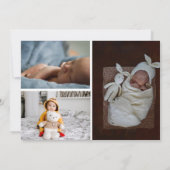 Faire-part Modern Hello Script 4 Photos Naissance (Dos)
