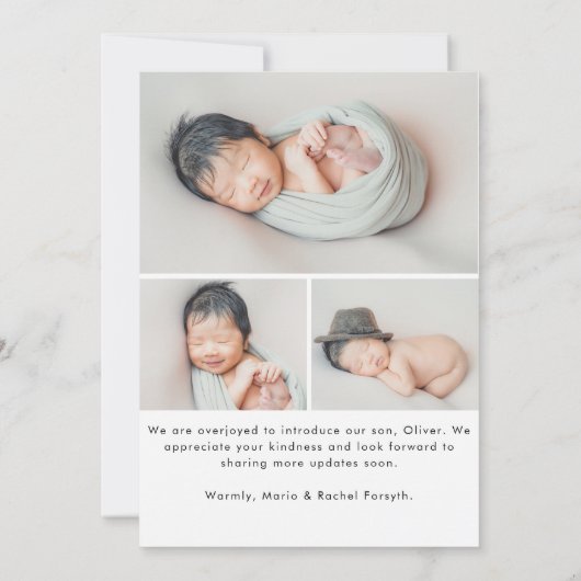 Faire-part Modern Hello Script Newborn Baby Photo Birth (Dos)