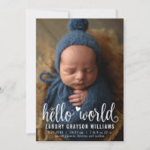 Faire-part Modern Hello World Photo Birth Stat (Devant)