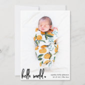 Faire-part Modern Hello World Script Photo Nouveau-né (Devant)