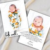 Faire-part Modern Hello World Script Photo Nouveau-né