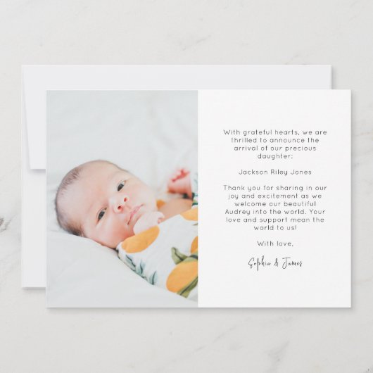 Faire-part Modern It's a Boy Baby Newborn 3 Photo Collage (Dos)